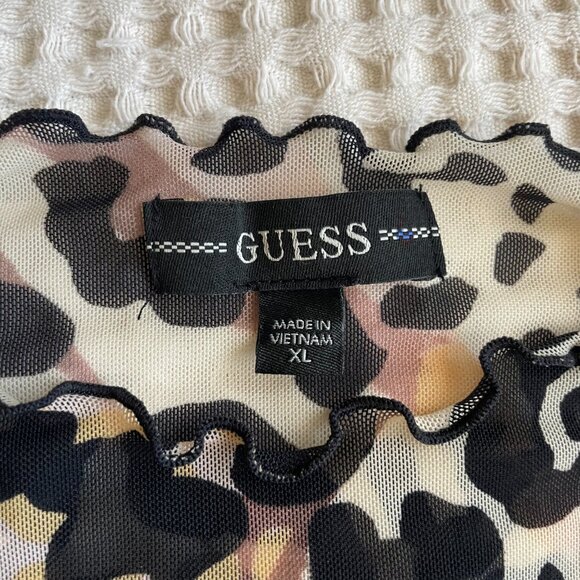 Guess leopard mesh long sleeve body con dress, XL - Picture 5 of 5